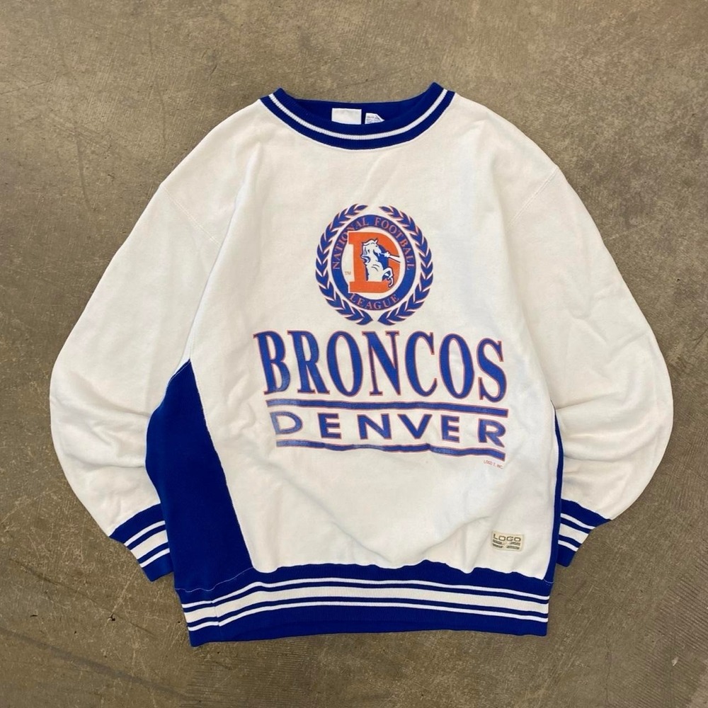 Vintage Denver Broncos NFL Logo 7 Orange Crush Logo 90s Sweatshirt John Elway L